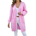safuny Women's Knitted Cardigan Mid Length Coat Pocket Casual Relaxed