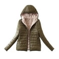 thumbnail image 1 of safuny Women's Lightweight Fleece Cotton Hooded Jacket Fall Trendy Shirts Solid Color Tops Long Sleeve Zipper-Up Holiday Casual Relaxed Elegant Army Green XL, 1 of 3