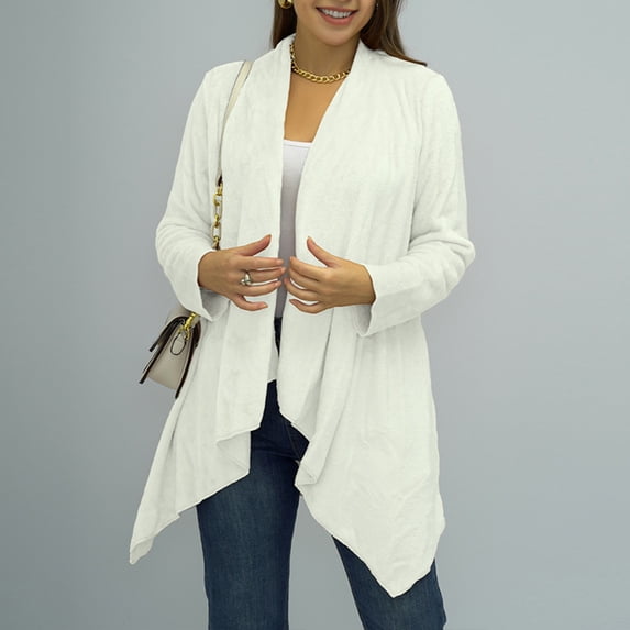 safuny Women's Long Sleeve Casual Outwear Jackets Ultra-long To Ankles Look Thin And Tall Faux Coat Jacket Lapel Leopard Print Dressy Lounge Trendy Blazer Pullover White L
