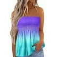 thumbnail image 1 of safuny Women's Loose Tube Tops Stripe Rainbow Retro Cami Tops Sleeveless Strapless Vest Leisure Comfy Fit Beach Blouses Fashion Summer Green M, 1 of 5
