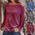 thumbnail image 1 of safuny Women's Loose Velvet Tops Long Sleeve Boat Neck Casual Relaxed Holiday Solid Pullover Trendy Shirts Autumn Fit Blue S, 1 of 8