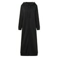 thumbnail image 1 of safuny Women's Maxi Dress Long Sweatshirt Tops with Pocket Solid Color Long Sleeve Fall Dresses Crew Neck Button Winter Elegant Casual Daily Trendy Holiday Black XXXL, 1 of 6