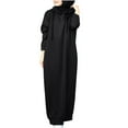 thumbnail image 1 of safuny Women's Maxi Dress Long Sweatshirt Tops with Pocket Solid Color Long Sleeve Fall Dresses Crew Neck Button Winter Elegant Casual Daily Trendy Holiday Black XL, 1 of 6