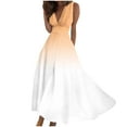 thumbnail image 1 of safuny Women's Maxi Loose Beach Dress Gradient Boho V Neck Elegant Casual High Waist Trendy Dresses Holiday Sleeveless Khaki M, 1 of 5