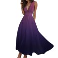 thumbnail image 1 of safuny Women's Maxi Loose Beach Dress Gradient Boho V Neck Elegant Casual High Waist Trendy Dresses Holiday Sleeveless Wine XXXL, 1 of 6