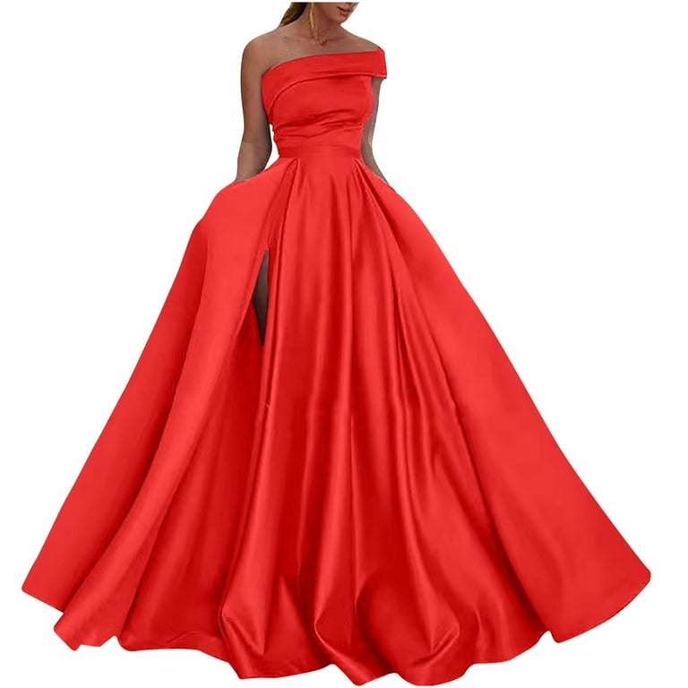 Solid Color Off Shoulder Split Evening Dress Solid Color Off Shoulder Split Evening Dress
