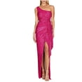 thumbnail image 1 of safuny Women's Maxi Side Split Dress Solid Sequins Shiny Trendy Dresses Sleeveless Elegant Cocktail Wedding Evening Party Holiday One Shoulder Hot Pink XL, 1 of 4