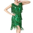 thumbnail image 1 of safuny Women's Mini Bodycon Dress Party Solid Shiny Sequins Tassels Sleeveless Elegant Slim Evening Prom Holiday Scoop Neck Trendy Dresses Green XXL, 1 of 4