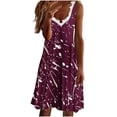 thumbnail image 1 of safuny Women's Mini Loose Dress Clearance Floral Tie Dye Holiday Sleeveless Summer Beach V Neck Sundress Boho Lace Crochet Splicing Elegant Retro Wine XL, 1 of 4