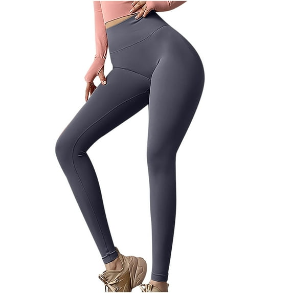 safuny Women's Pants Yoga Pants for Lady Wife Daughter Girlfriend Solid Color Comfy Lounge Casual Fashion Full Length Trousers Dark Gray L