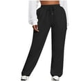 thumbnail image 1 of safuny Women's Plus Size Jogger Sweatpants with Pocket Girls Trousers Trendy Solid Color Teen Relaxed Elastic Waist Casual Comfy Sports Black M, 1 of 4