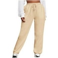 thumbnail image 1 of safuny Women's Plus Size Jogger Sweatpants with Pocket Girls Trousers Trendy Solid Color Teen Relaxed Elastic Waist Casual Comfy Sports Yellow S, 1 of 5