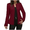thumbnail image 1 of safuny Women's Ruffle Hem Cardigan Long Sleeve Hook Open Front Collar Jackets Business Casual Lightweight Coat Wine _y S, 1 of 8