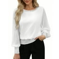 thumbnail image 1 of safuny Women's Sequin Crew Neck Tops Long Sleeve Blouses Shimmer Glitter Sweatshirt Party Fall Winter Shirts White _q XL, 1 of 3