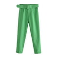 thumbnail image 1 of safuny Women's Slim Capri Pants with Belt Mid Waist Teen Relaxed Fashion Trousers Casual Comfy Daily Solid Color Girls Army Green M, 1 of 3