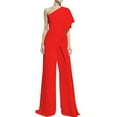 thumbnail image 1 of safuny Women's Slim Elegant Jumpsuits Wide Leg Pants Solid Color High Waist One Shoulder Trendy Trousers Casual Wedding Party Girls Teen Holiday Red M, 1 of 4