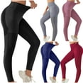 thumbnail image 1 of safuny Women's Slim Yoga Legging Pocket Athletic Holiday Teen Girls Clearance Solid Color High Waisted Comfy Stretch Pants Casual Workout Running Cycling Trousers Fashion Black L, 1 of 4