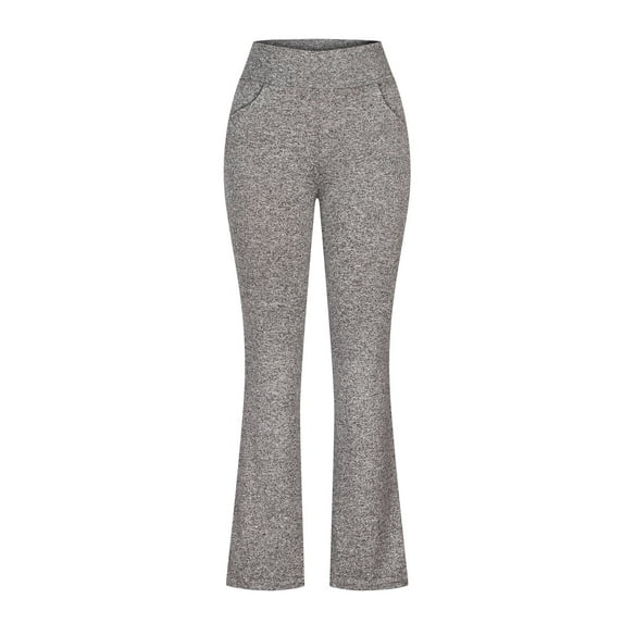 safuny Women's Stretch Yoga Leggings Skinny Flared Pants Teen Girls Solid Color High Waist Fashion Casual Activewear Running Gym Sports Trousers Workout Gray XXXXL