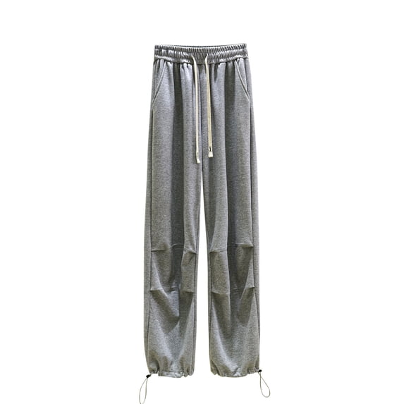 safuny Women's Sweatpants Jogger Cuff Pants Summer Running Sports Stretch Yoga Drawstring Relaxed Solid Trousers Fashion Clothing High Elastic Waist Breathable Gray