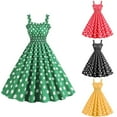 thumbnail image 1 of safuny Women's Tea Length A Line Dress Polka Dot Trendy Dresses Holiday Sleeveless Elegant High Waist Retro Prom Party Square Neck Black S, 1 of 3