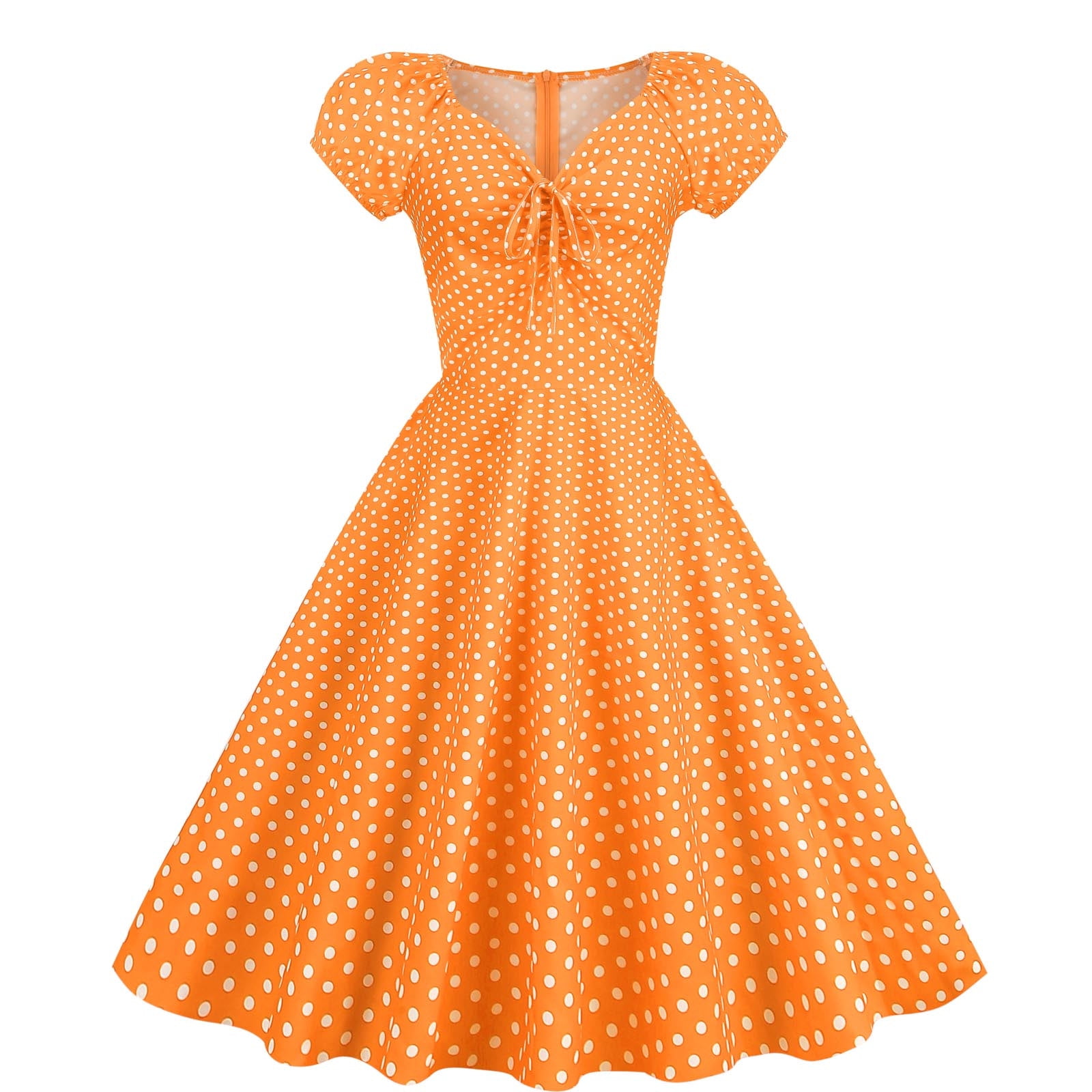 safuny Women's Tea Length A Line Prom Dress Polka Dot Spring