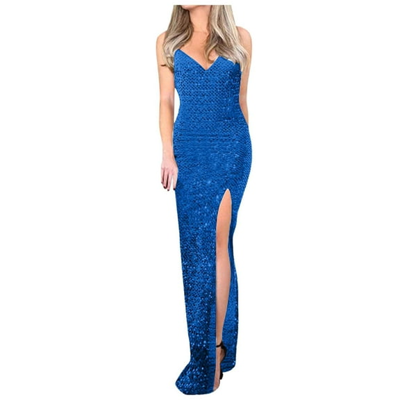 safuny Women's Tea Length Lace Evening Dress Solid Sequin Shiny Crew Neck Holiday Short Sleeve Autumn Dresses Winter Elegant Tassel Cocktail Party Trendy Blue S