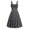 thumbnail image 1 of safuny Women's Tea Length A Line Dress Solid Color Ruched Sleeveless Summer Sundress Boho Beach Square Neck Elegant Casual Party Flowy High Waisted Fashion Retro Clearance Black L, 1 of 4