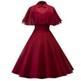thumbnail image 1 of safuny Women's Tea Length Loose Dress Solid Color Holiday Elegant Cocktail Wedding Evening Party Ruffle Sleeve Crew Neck Trendy Dresses, 1 of 6