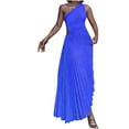 thumbnail image 1 of safuny Women's Tea Length Loose Dress Solid Color Holiday Elegant Cocktail Wedding Evening Party Sleeveless Crew Neck Trendy Dresses Blue, 1 of 6