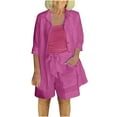 thumbnail image 1 of safuny Women's Three Piece Outfit Solid Color Comfy Casual Long Sleeve Dressy Lapel Plus Size Suit for Girlfriend Wife Daughter Hot Pink XXL, 1 of 8