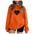thumbnail image 1 of safuny Women's Top Pullover Sweatshirt Comfy Casual Round Neck Long Sleeve Heart Graphic Dressy Loose Plus Size Sweatshirts for Girlfriend Wife Daughter Orange XXL, 1 of 4
