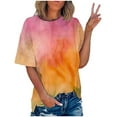 thumbnail image 1 of safuny Women's Trendy Loose Basic Tops Gradient Tops Short Sleeve Tees V Neck Shirts Leisure Comfy Vintage Clothing Fashion Summer Yellow, 1 of 7