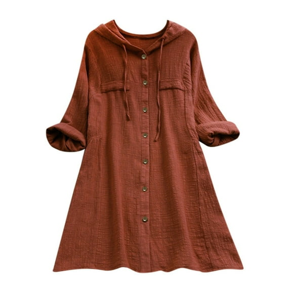 TYGHBN Tee Shirt Tops Size Button Blouse Loose Womens Hooded Casual Pocket Plus Women's Blouse Womens Layering Shirts Long Sleeve Casual T Shirts for Women Graphic T Shirts for Women T Shirt Women