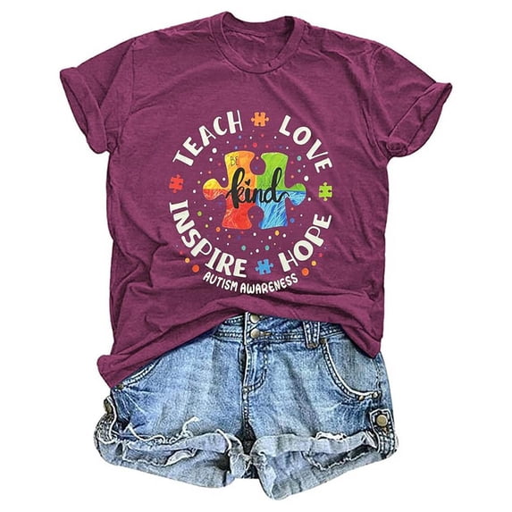 TYGHBN Women's Summer Casual Print Comfortable Fashion Color Round Neck Short Sleeve T Shirt Short T Shirt Spandex Long Sleeve Turtle Neck Tee Womens Tech Short Sleeve T Shirts Women Women Shirts