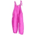 thumbnail image 1 of safuny Women's Wide Leg Cotton Loose Jumpsuits Pocket Teen Fashion Girls Solid Color Relaxed Sleeveless Scoop Neck Trousers Casual Comfy Bandage Adjust Hot Pink XL, 1 of 5