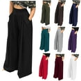 thumbnail image 1 of safuny Women's Wide Leg Loose Pants Girls Teen Relaxed Solid Color High Rise Trousers Casual Comfy Daily Trendy Army Green L, 1 of 6
