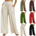 thumbnail image 1 of safuny Women's Wide Leg Loose Pants High Waist Drawstring Girls Teen Holiday Trendy Trousers Casual Comfy Daily Solid Color Black S, 1 of 5