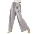 thumbnail image 1 of safuny Women's Wide Leg Pants Relaxed Straight Causal Solid Color Elastic High Waist Workout Vacation Trousers Satins Layer Loose Pleated Summer for Women Beige M, 1 of 6