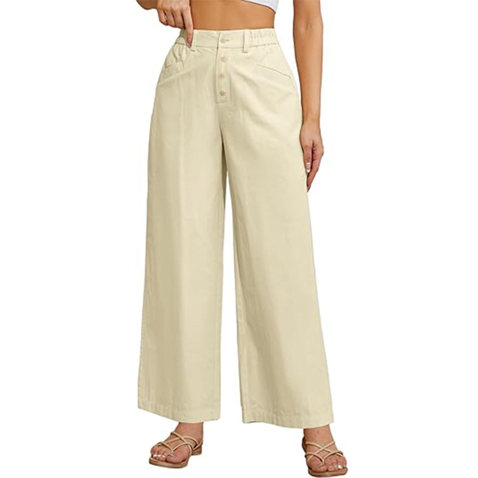 safuny Women's Straight Suit Pants Casual Comfy Trendy Solid