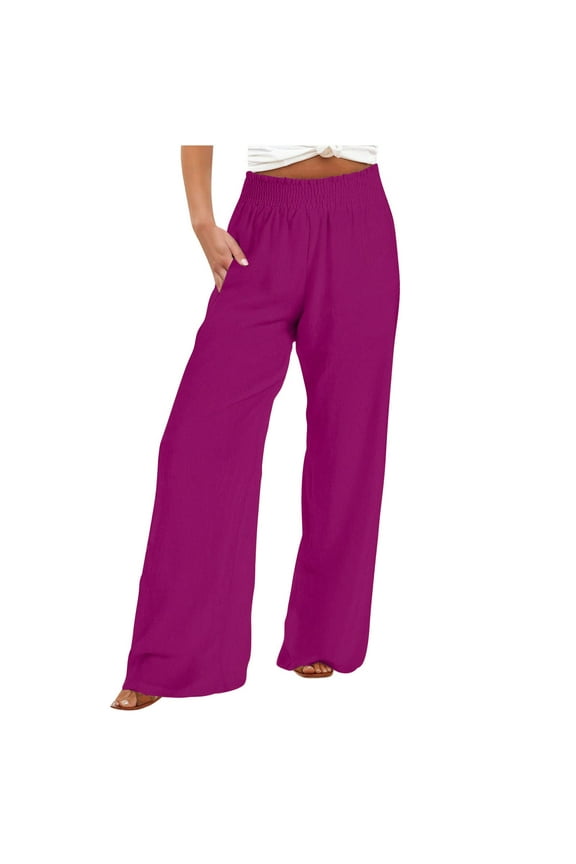 Women's Wide Leg Sweatpants Jogger Pants Summer Tie Dye Print Breathable Clothing Relaxed Mid Rise Fashion Trousers Leisure Comfy Hot Pink S