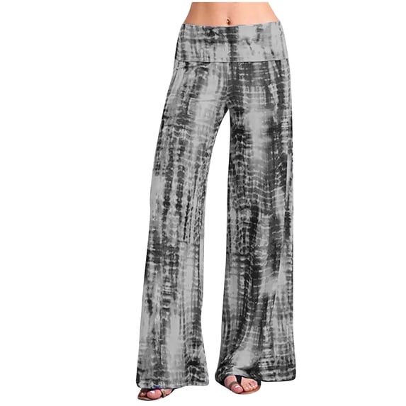 safuny Women's Wide Leg Sweatpants Jogger Pants Summer Tie Dye Print Breathable Clothing Relaxed Mid Rise Fashion Trousers Leisure Comfy Gray M