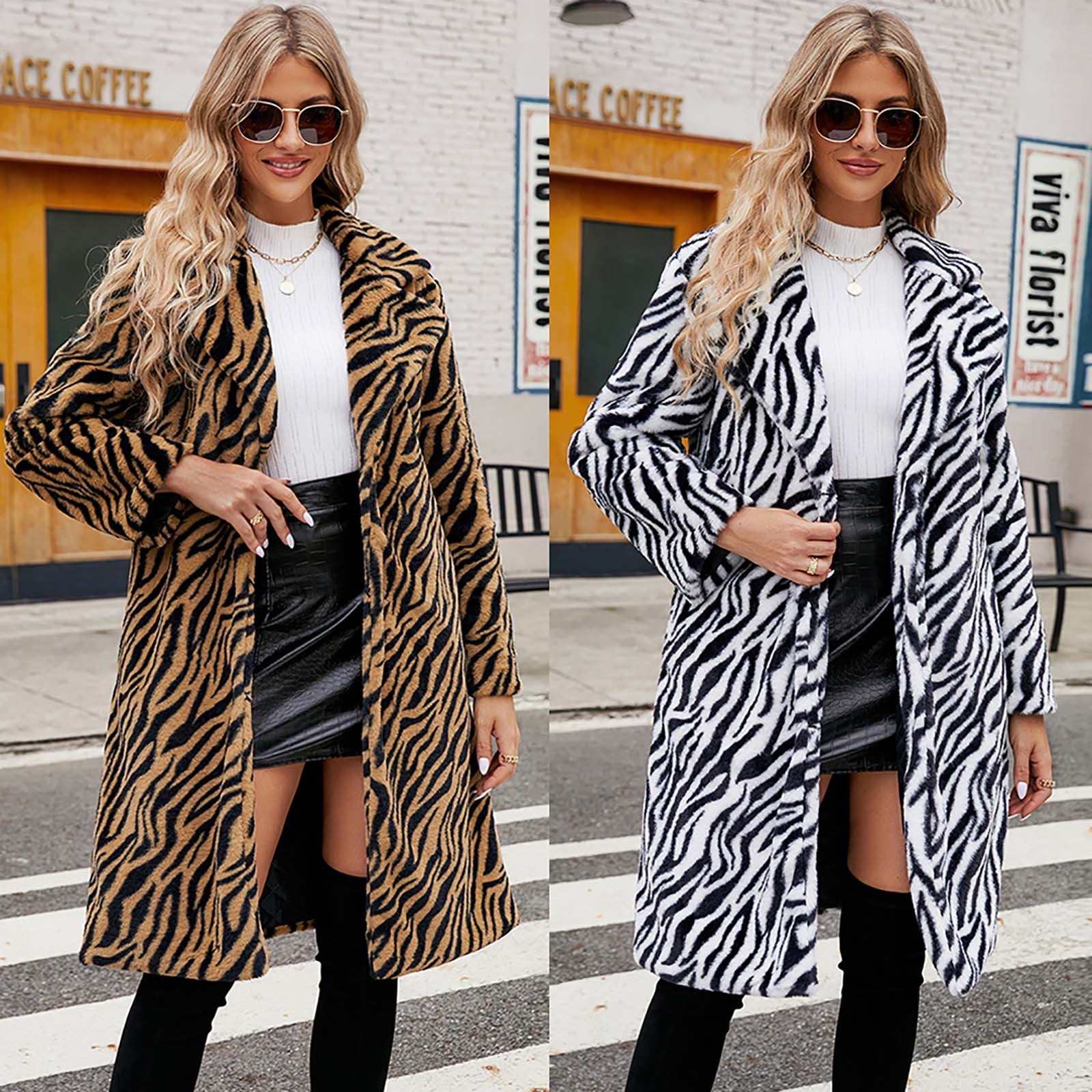 Casual Animal Print Buckle Basic Turndown Collar Outerwear(5 Colors) Casual Animal Print Buckle Basic Turndown Collar Outerwear(5 Colors)