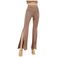 thumbnail image 1 of safuny Women's Yoga Legging Flared Pants Trendy Solid Color Teen Relaxed High Rise Trousers Casual Comfy Stretchy Sports Side Split Girls Khaki XXL, 1 of 6
