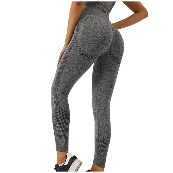 safuny Women's Yoga Legging Pants Fall Running Sports Stretch High Waist Trendy Trousers Solid Girls Relaxed Dark Gray XL