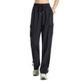 thumbnail image 1 of safuny Women's Yoga Legging Skinny Cargo Pants Teen High Elastic Waist Casual Comfy Daily Sports Girls Relaxed Solid Color Trousers Fashion Black XL, 1 of 3