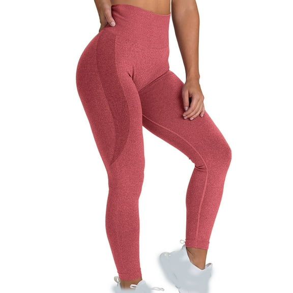 safuny Women's Yoga Leggings Flared Pants Fall High Elastic Waist Relaxed Girls Trousers Running Sports Stretch Trendy Solid Retro Red M