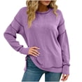 thumbnail image 1 of safuny Womens Long Sleeve Tops Ribbed Loose Oversized Sweatshirts with Side Slit High Low Hem Fall Pullover Purple _P S, 1 of 6