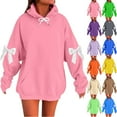 thumbnail image 1 of safuny Womens Oversized Hoodies Fleece Sweatshirts Bow Graphic Long Sleeve Pullover Tops Fall Winter Fashion Sweaters Sky Blue _g L, 1 of 2