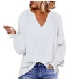 thumbnail image 1 of safuny Womens Tops Pullover Fashion V-Neck Long Sleeve Solid Color T-Shirt Comfy Casual Plus Size Blouses Shirts for Girlfriend Wife Dressy Loose White XXL, 1 of 6