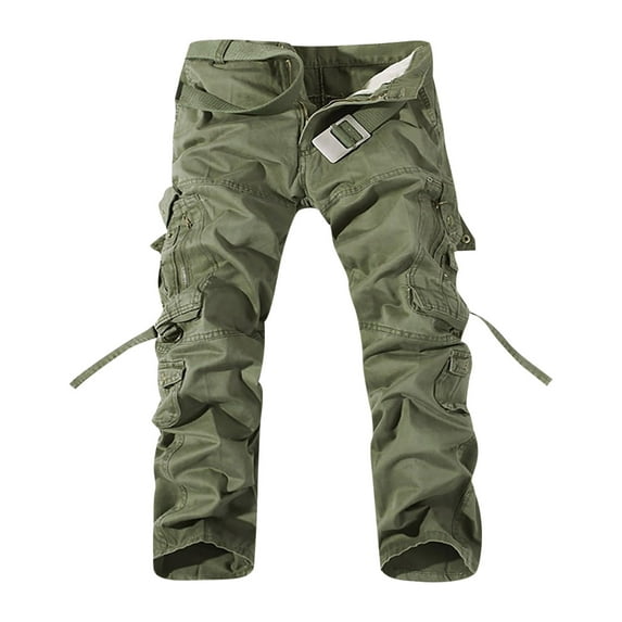 safuny Work Pants for Men Comfy Lounge Casual Fashion Fall Winter Long Trousers High Waist Soft Loose Overalls Pocket Solid Color Green 7XL